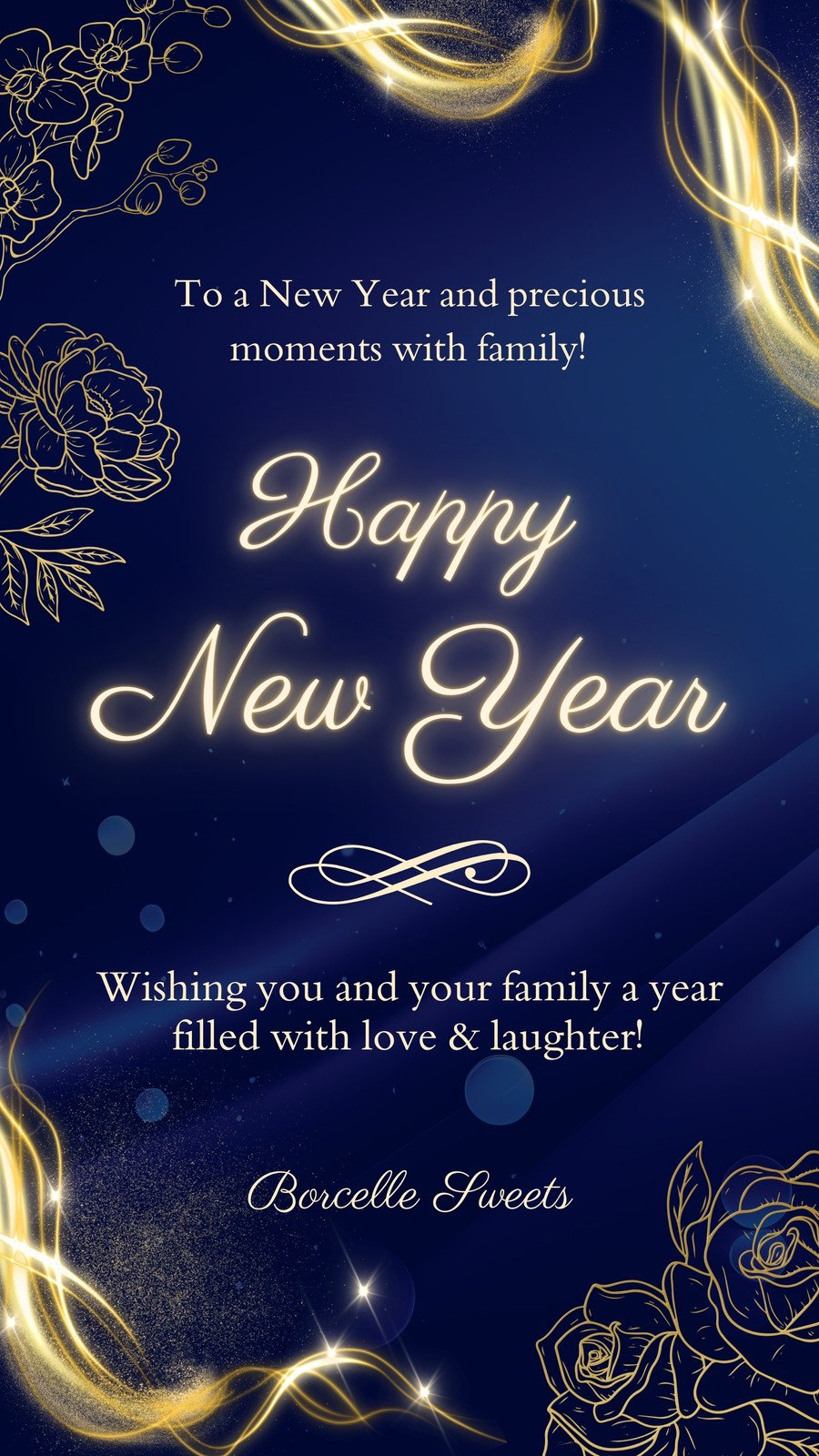 Blue And Gold Business New Year Greeting Whatsapp Status in New Year Quotes For Facebook