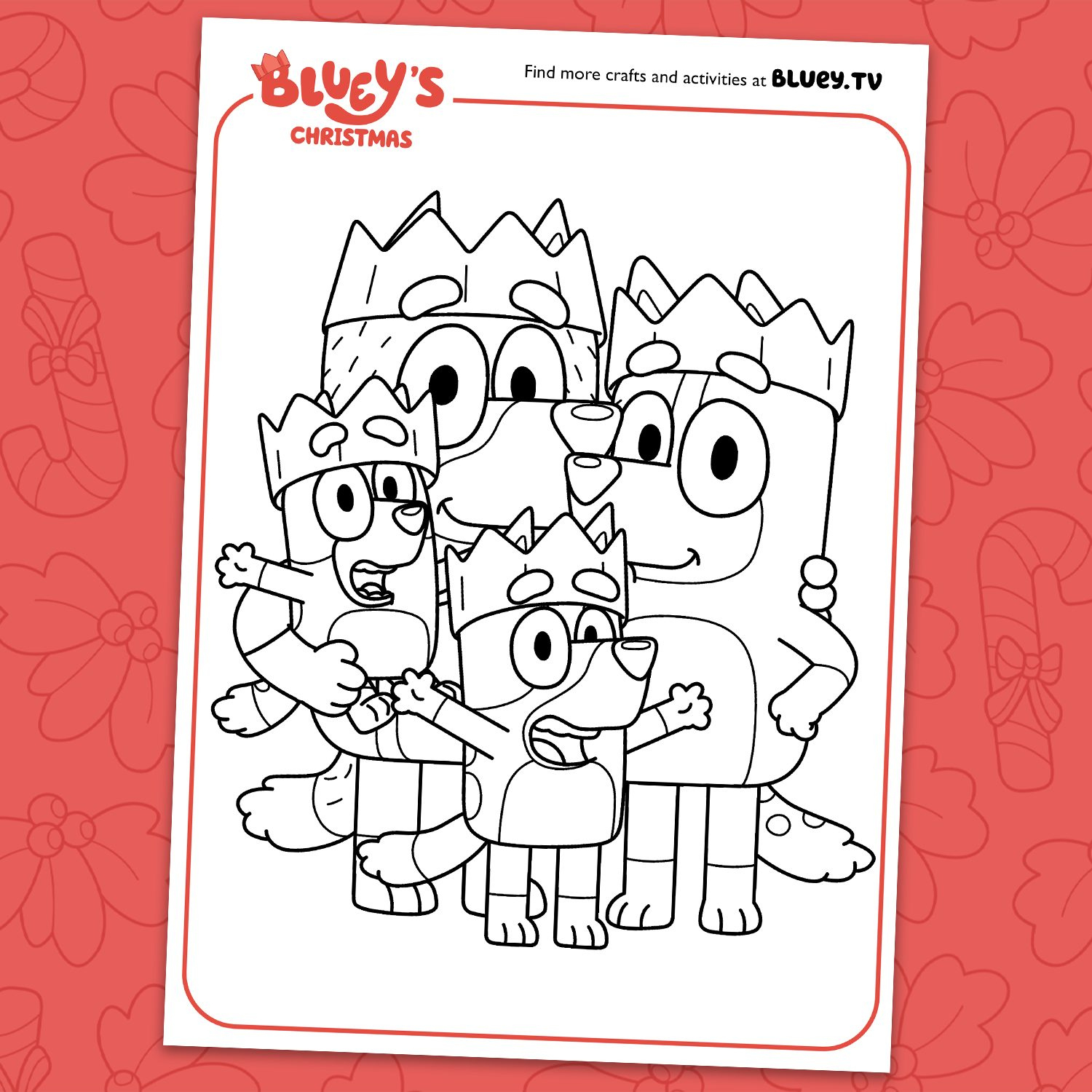 Bluey Christmas Colouring Sheets - Bluey Official Website with regard to Bluey Christmas Card Printable