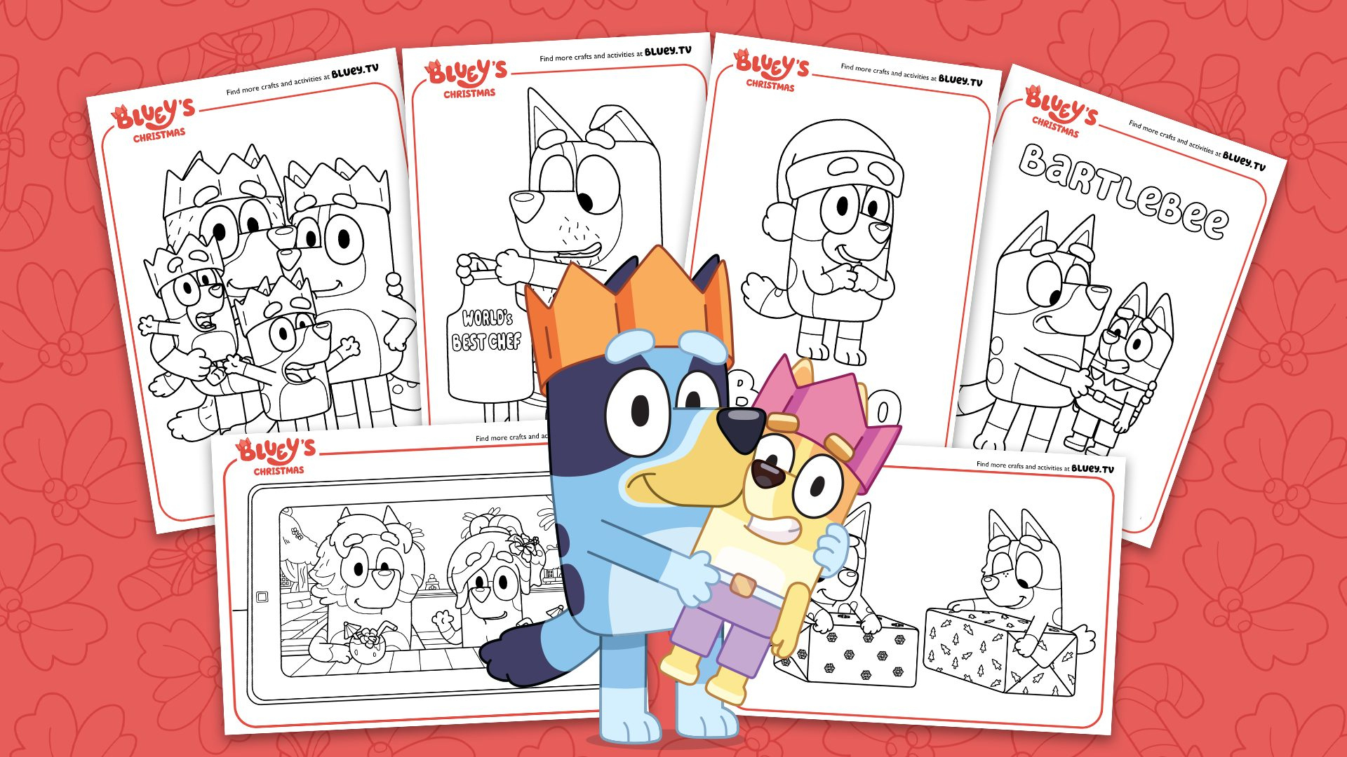 Bluey Christmas Colouring Sheets - Bluey Official Website within Bluey Christmas Card Printable