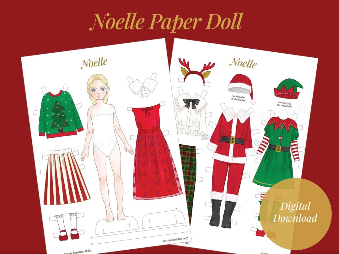 Buy Christmas Paper Doll Printable: Noelle, Santa & Elf Costumes (Pdf) Online In India - Etsy with regard to Christmas Paper Doll Printable