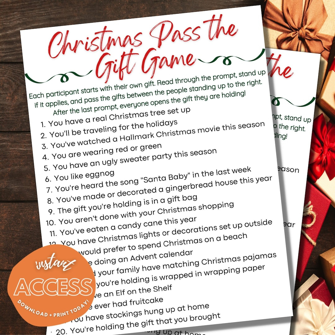 Buy Christmas Pass The Gift Game - Instant Download - Printable Digital  Games - Gift Exchange Activities - White Elephant Game Idea Online In India  - regarding Pass the Gift Christmas Game Printable