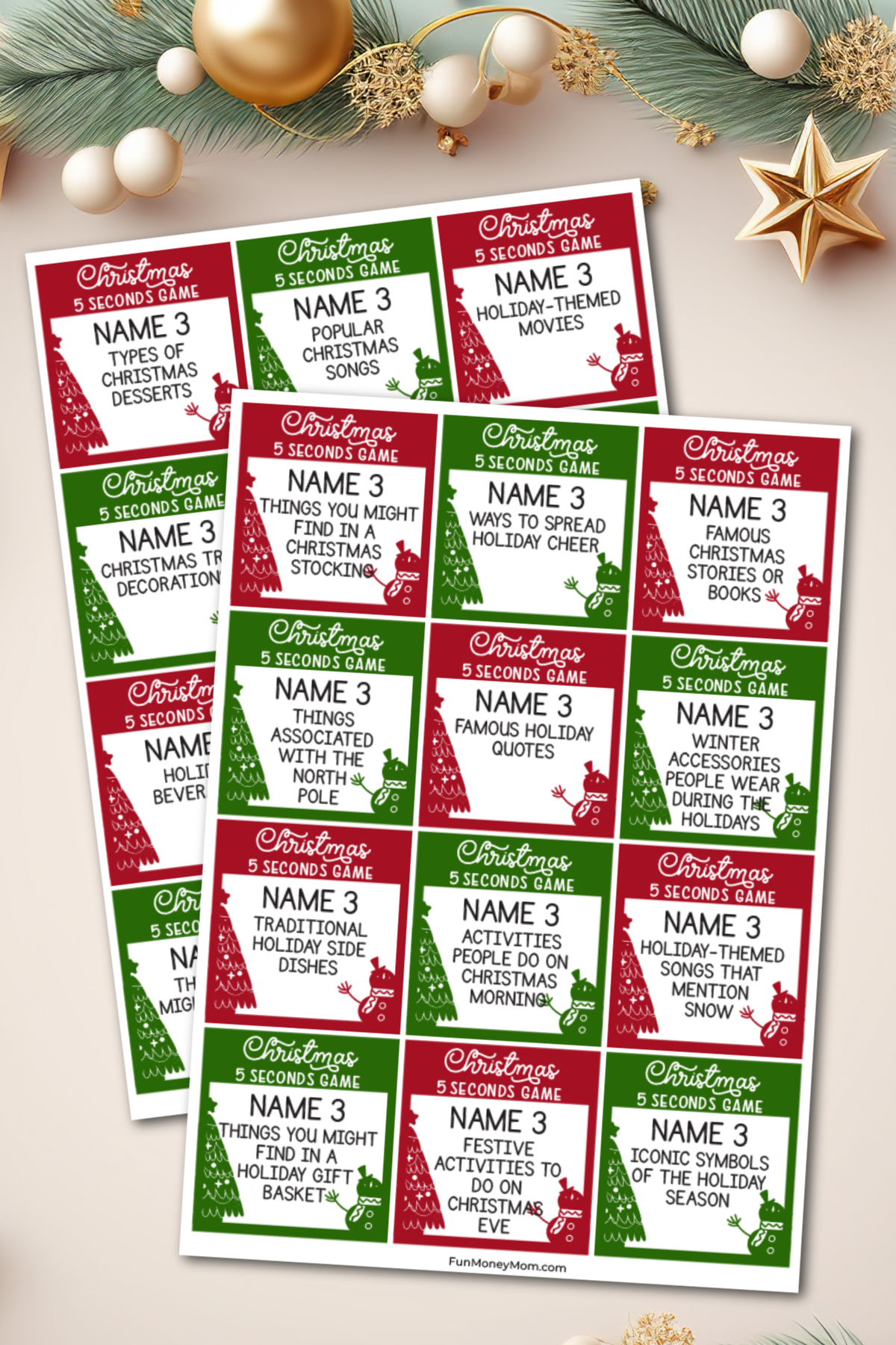 Christmas 5 Seconds Game (Free Printable) - Fun Money Mom within Christmas 5 Second Game Printable