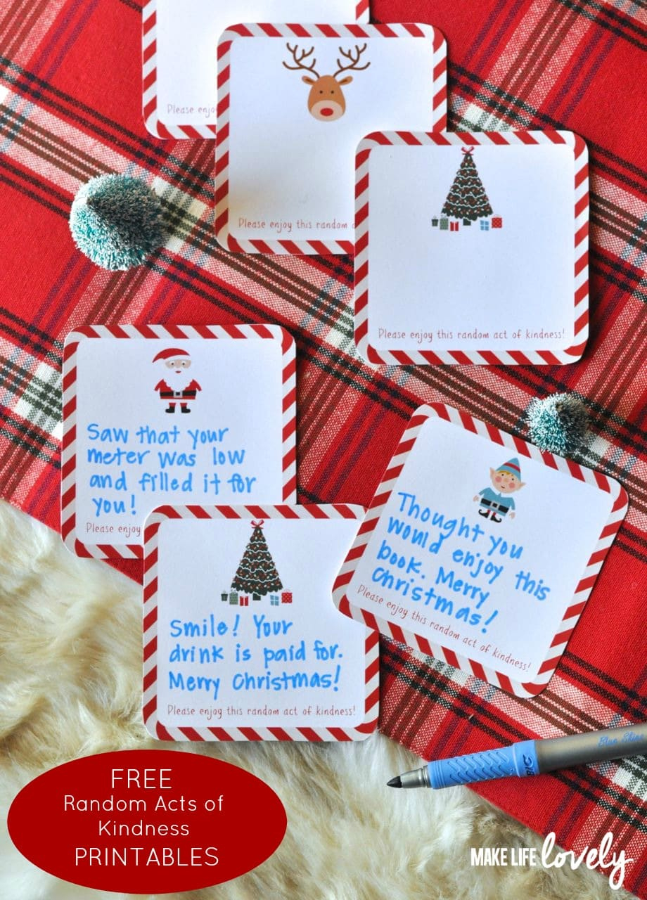 Christmas Acts Of Kindness Cards {Free Printable!} for Christmas Random Acts Of Kindness Printable
