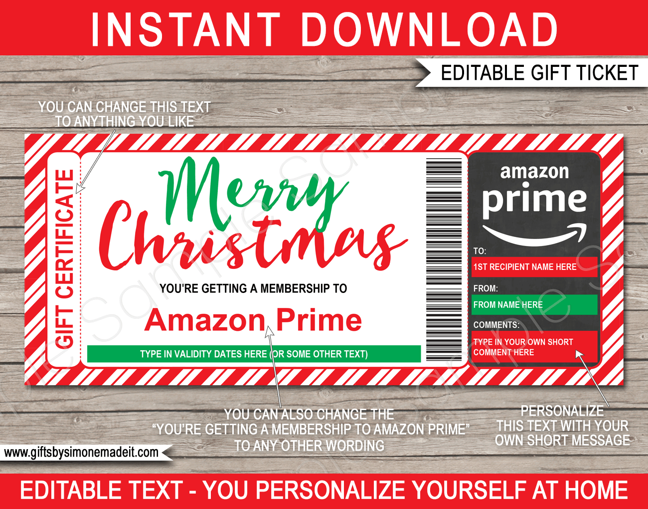 Christmas Amazon Prime Gift Certificate with regard to Amazon Gift Card Christmas Printable