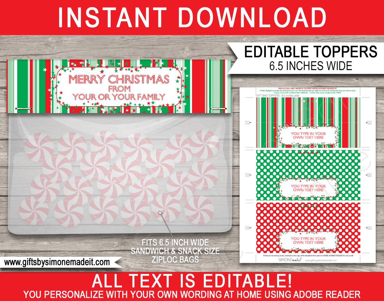 Christmas Bag Toppers (Patterns) - 6.5 Inch Wide inside Free Printable Treat Bag Toppers Christmas