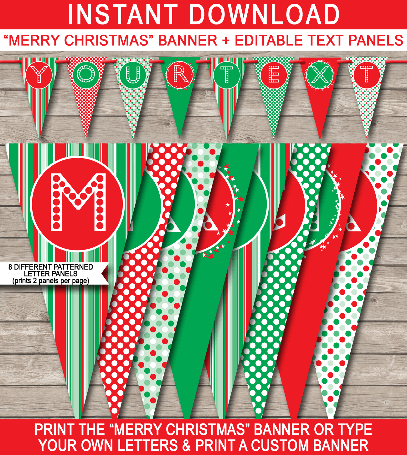 Christmas Banner Template - Red &amp;amp; Green regarding Printable Christmas Banner Free
