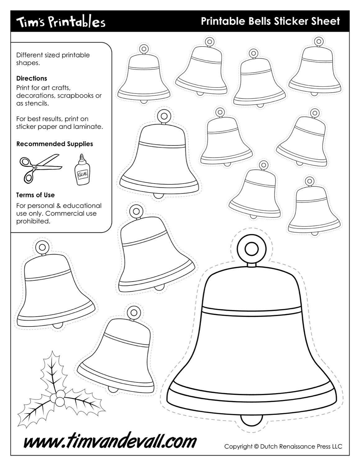 Christmas Bell Templates - Tim'S Printables regarding Christmas Bell Pattern Printable