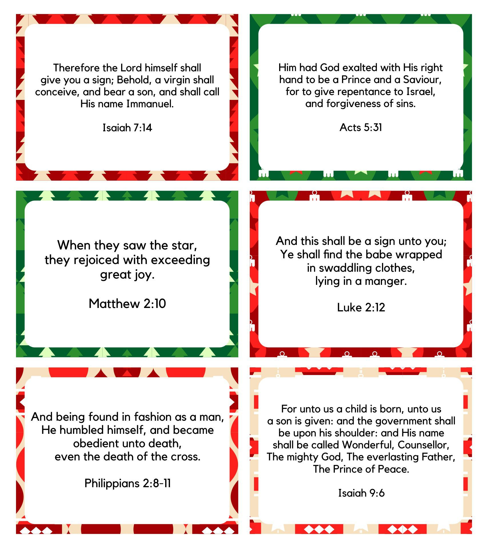 Christmas Bible Verses - 15 Free Pdf Printables | Printablee intended for Printable Bible Verses For Christmas