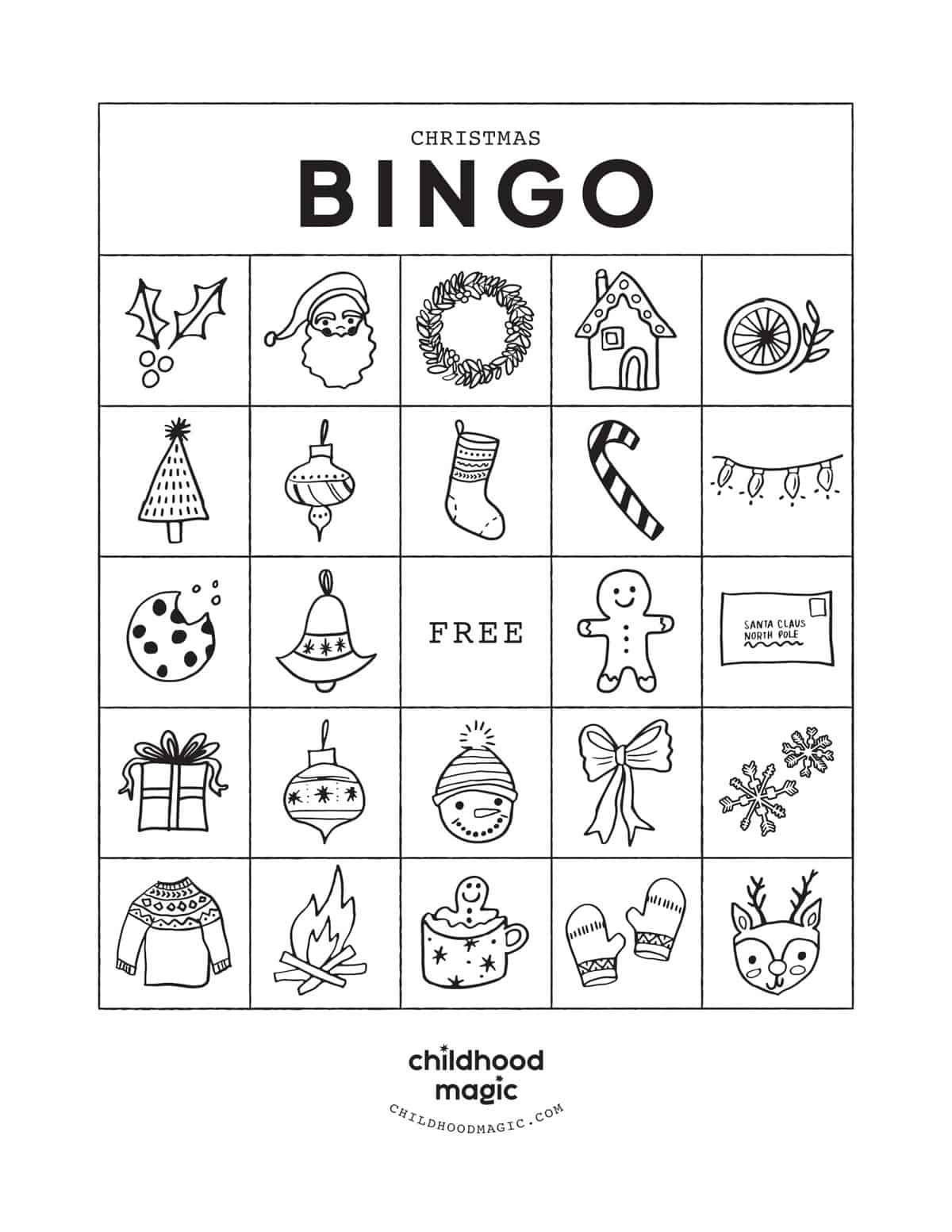 Christmas Bingo - Childhood Magic inside Free Printable Template Christmas Bingo