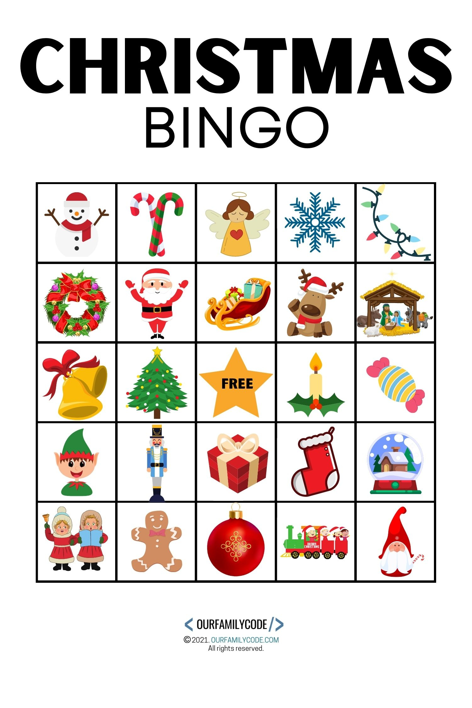 Christmas Bingo Printable: Family Christmas Tradition - Our Family within Christmas Light Bingo Free Printable