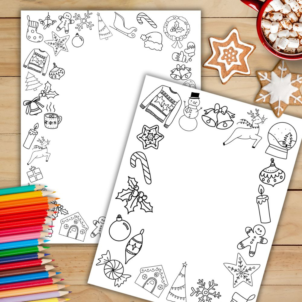 Christmas Border Paper Free Printable - Hand Lettered Printables in Printable Christmas Stationery Paper