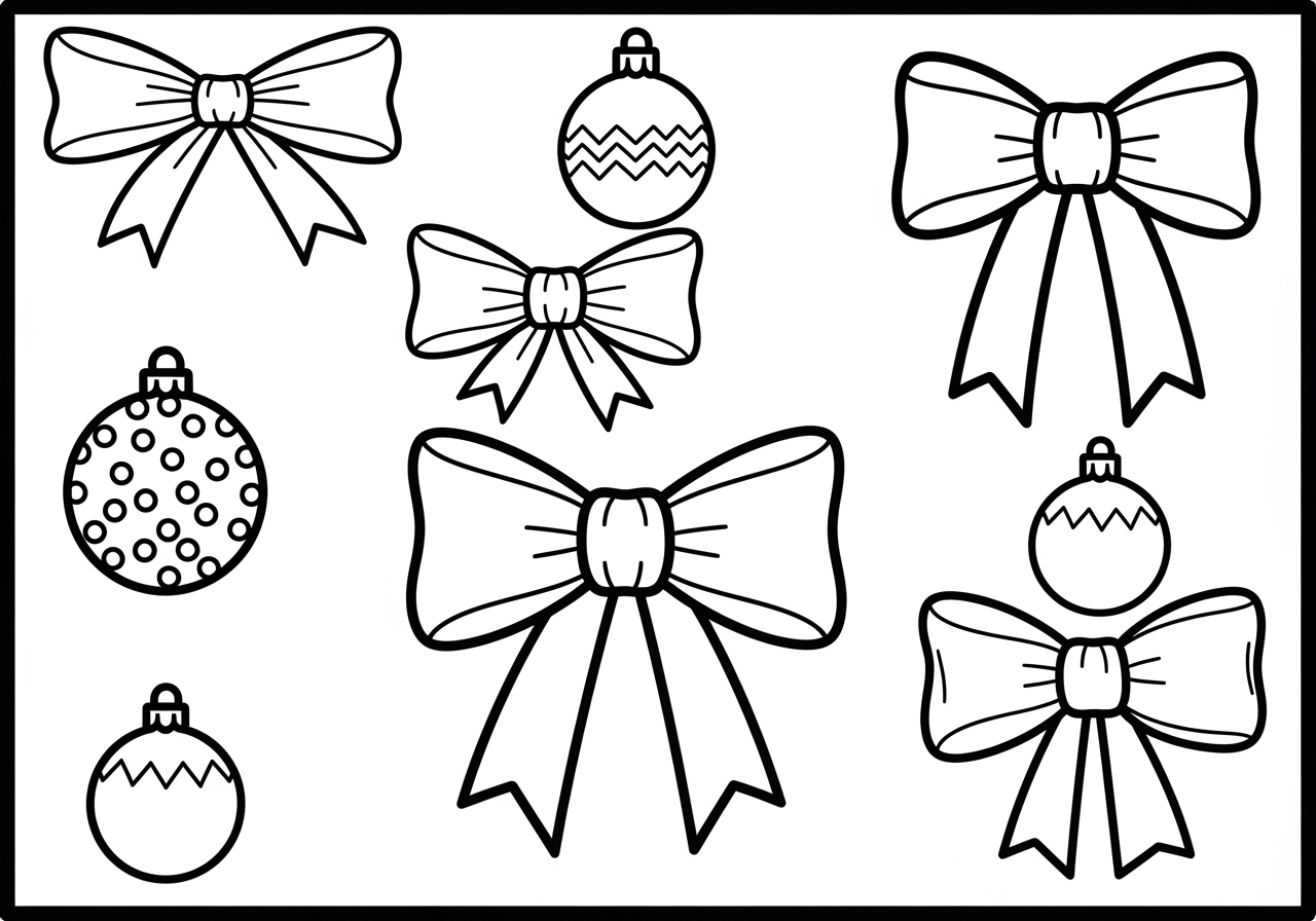 Christmas Bow Coloring Page For Kids within Printable Christmas Bow Template