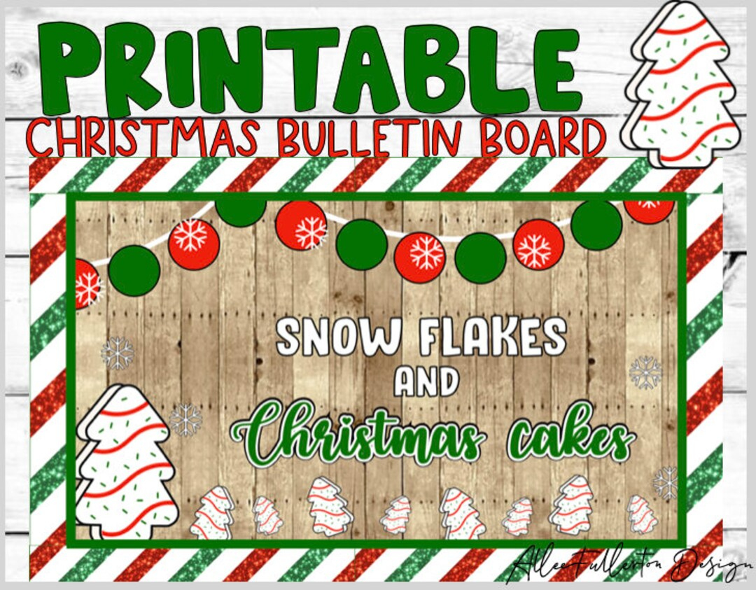 Christmas Cake Bulletin Board Kit: Printable Holiday Decor inside Christmas Bulletin Board Printable