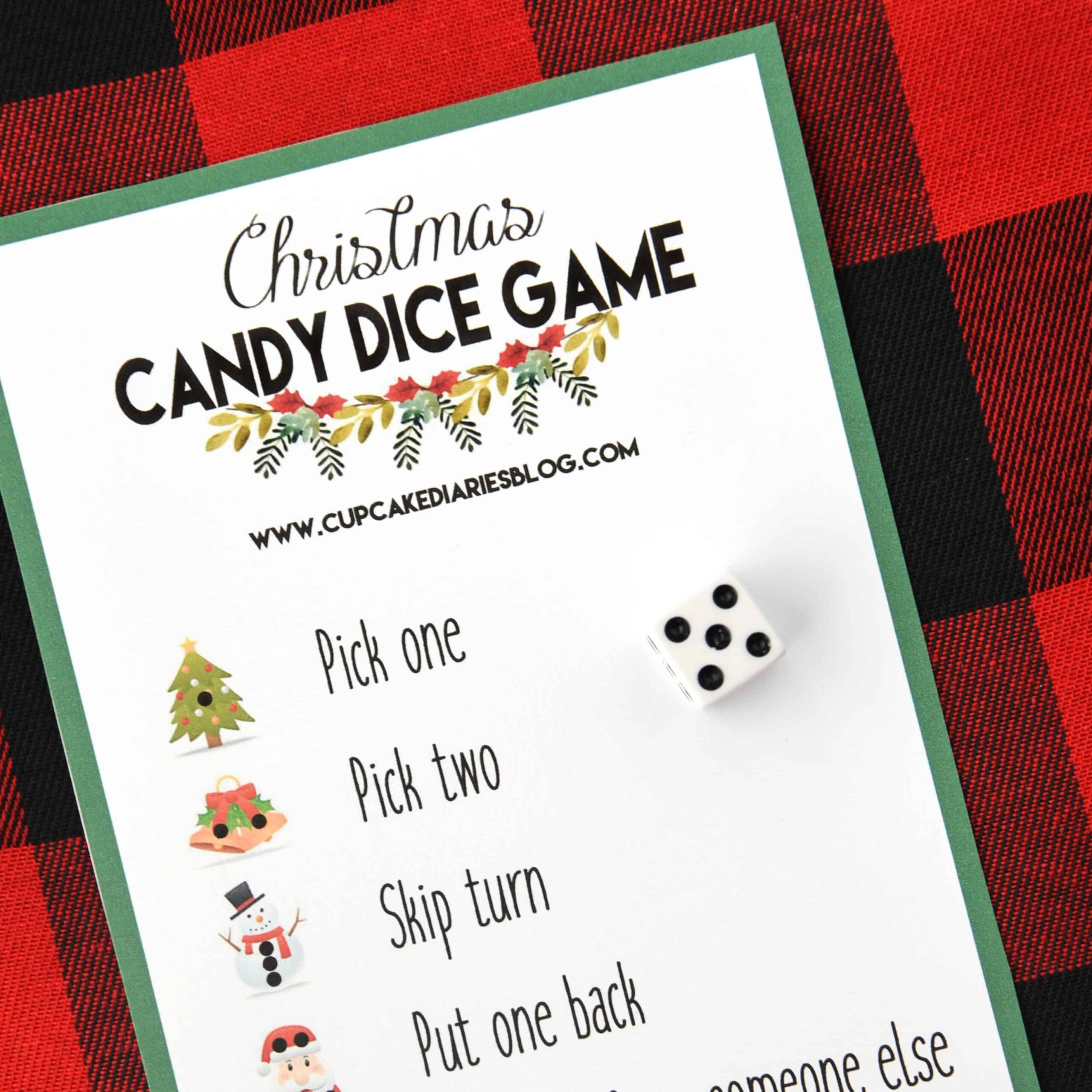Christmas Candy Dice Game - Printable Game For Kids - Cupcake Diaries in Christmas Candy Dice Game Free Printable