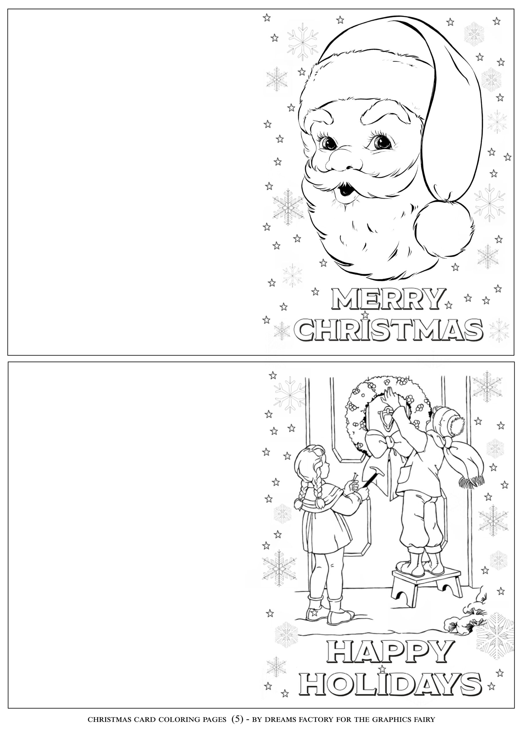 Christmas Card Coloring Pages! - The Graphics Fairy throughout Free Printable Christmas Card To Color For Adults