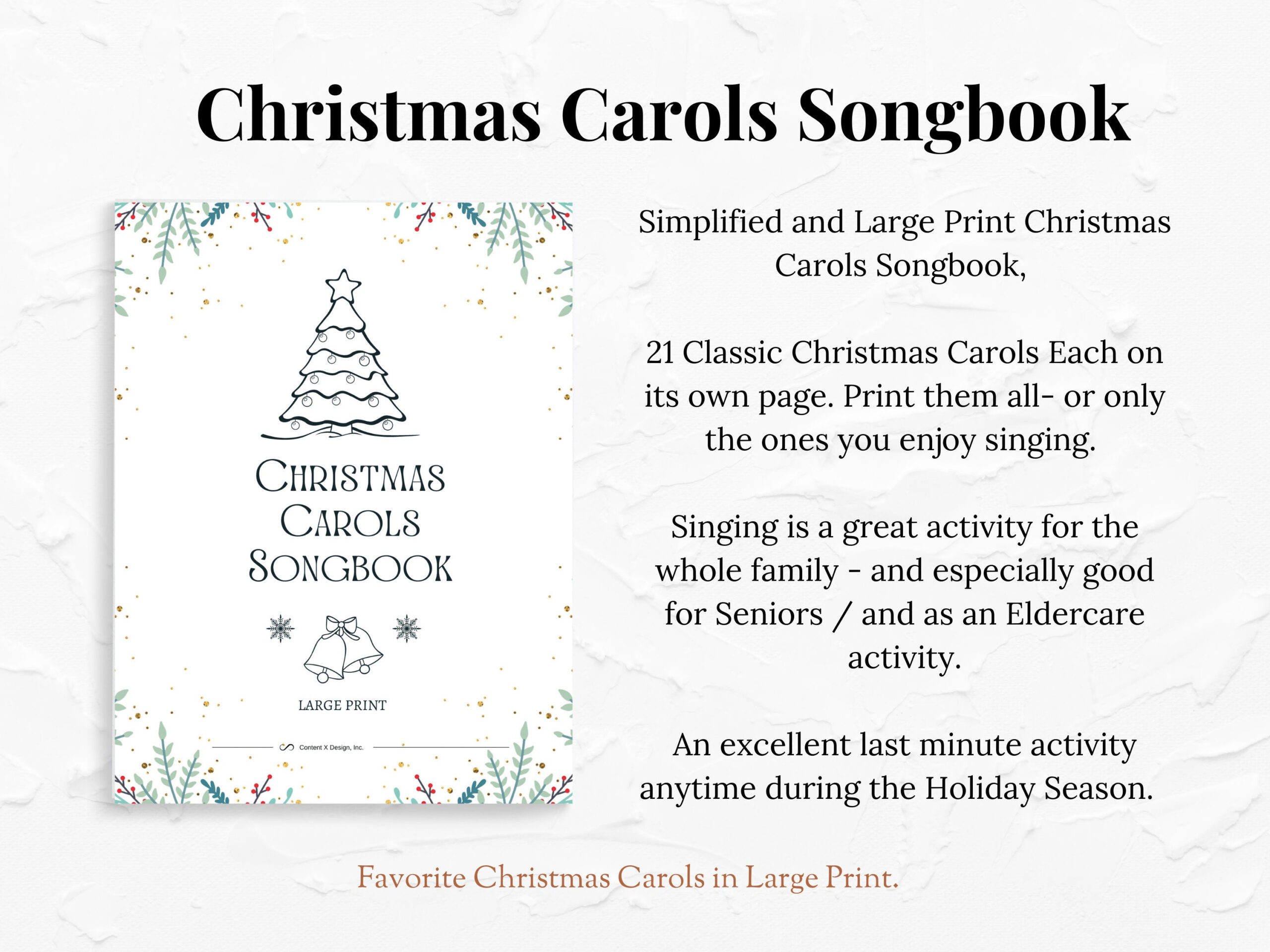 Christmas Carols Songbook Large Print | Simplified Senior regarding Christmas Caroling Printable Songbook
