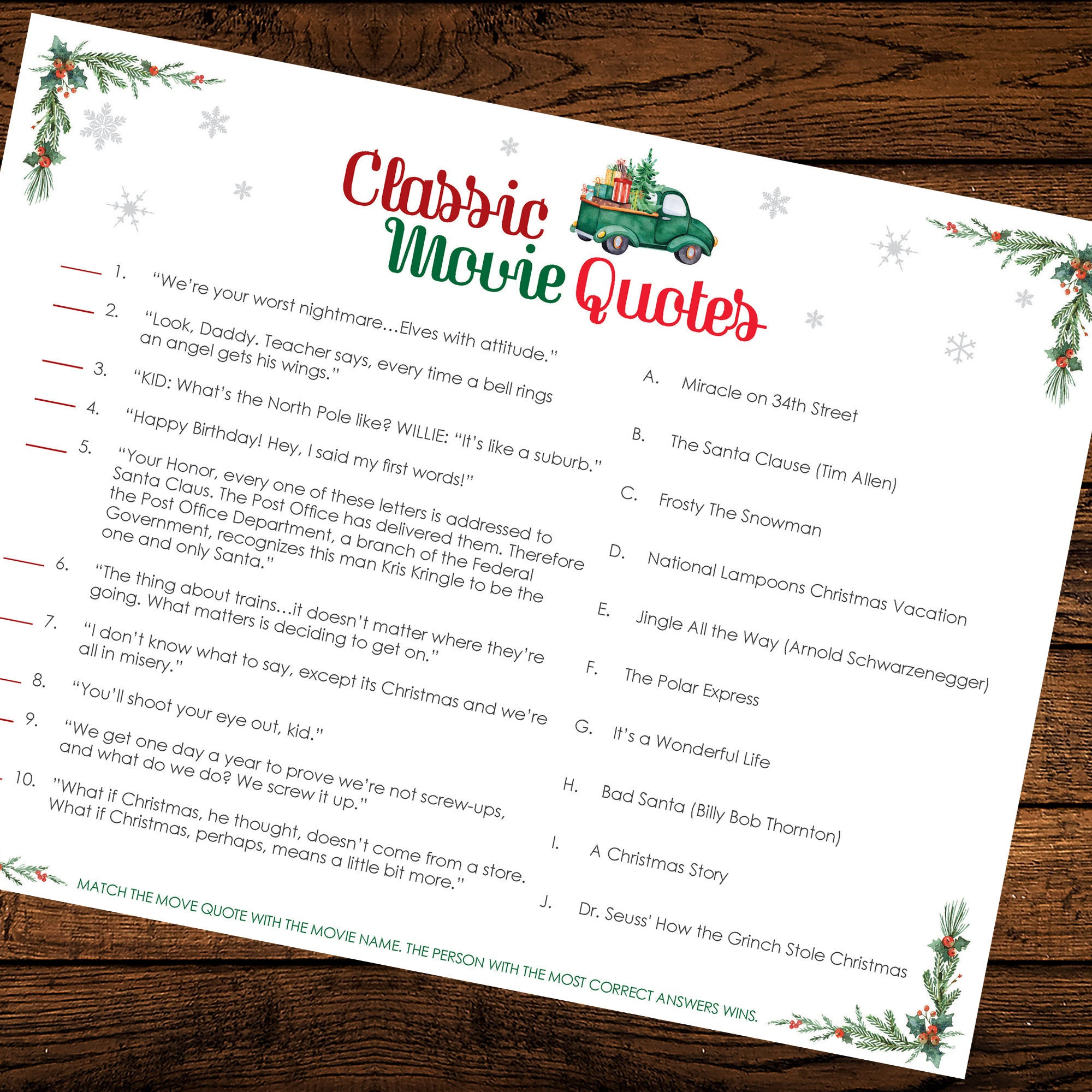 Christmas Classic Movie Quotes (Download &amp;amp; Print) - Etsy throughout Christmas Movie Quotes Printable