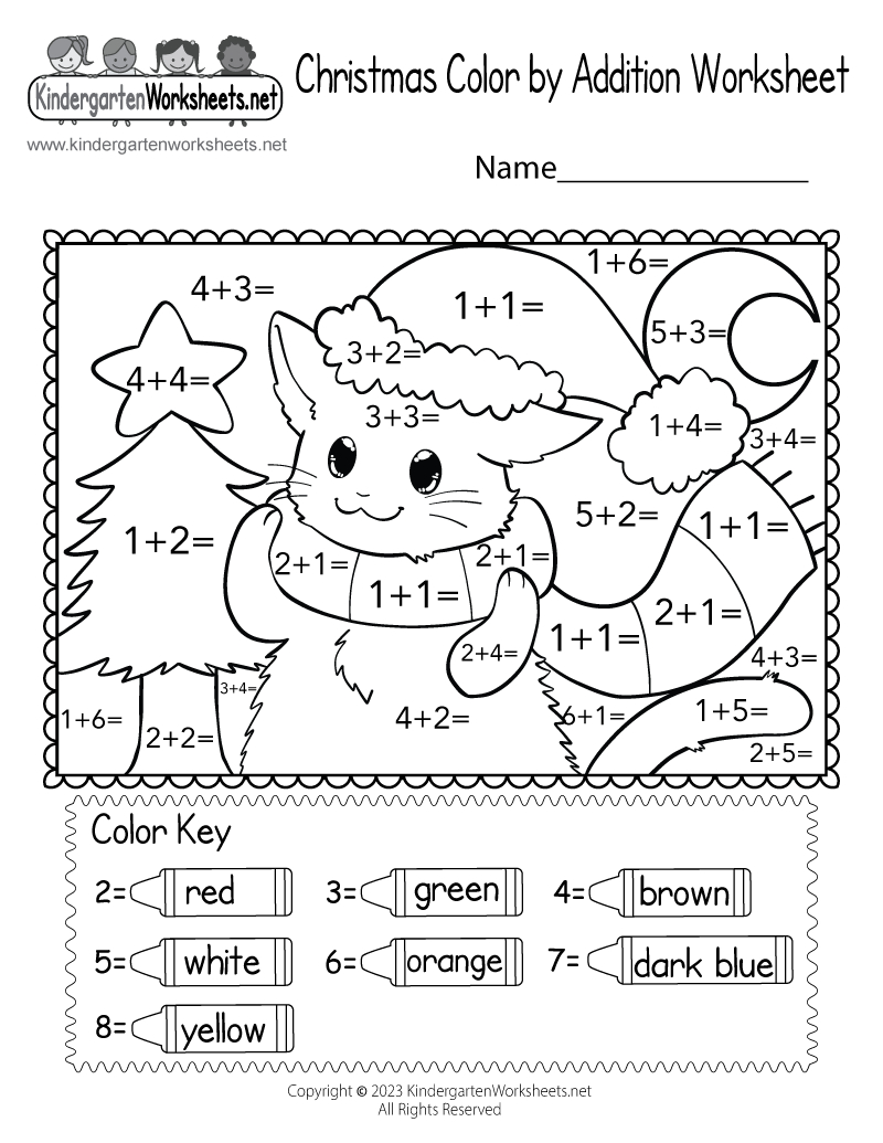 Christmas Coloraddition Worksheet - Free Printable, Digital, &amp;amp; Pdf regarding Free Printable Christmas Kindergarten Worksheets