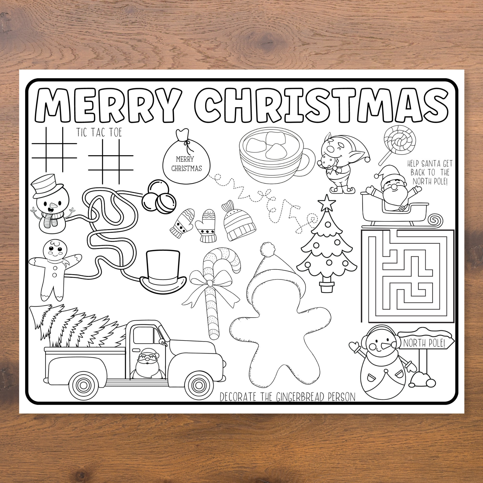Christmas Coloring Placemats, Holiday Party Printables, Party pertaining to Christmas Activity Placemats Printable