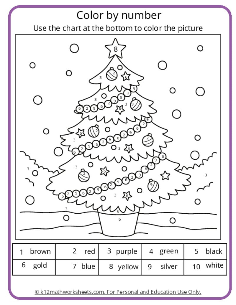 Christmas Colornumber Pages with regard to Free Printable Christmas Color By Number Pages
