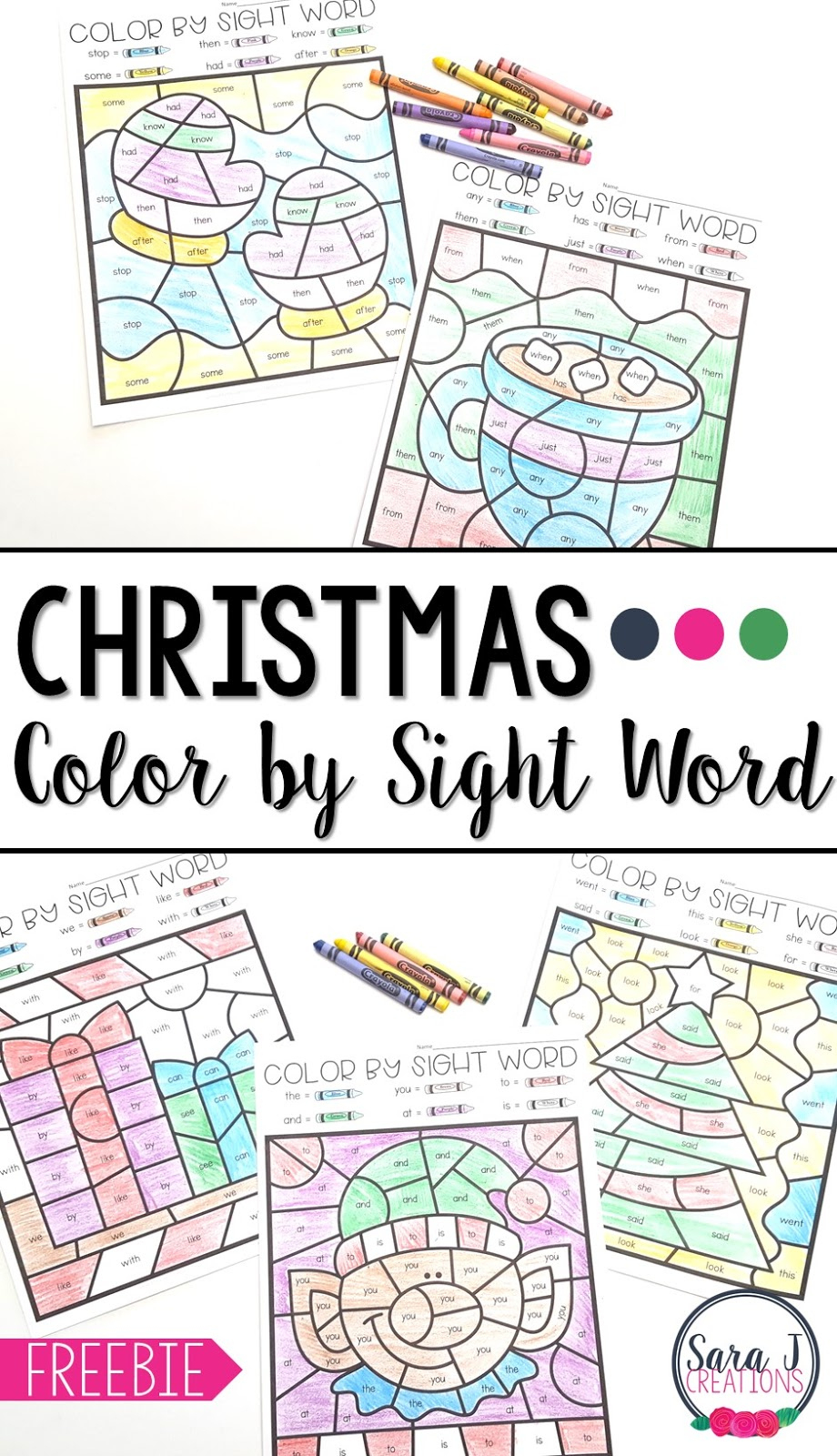 Christmas Colorsight Word | Sara J Creations intended for Christmas Color by Sight Word Free Printable