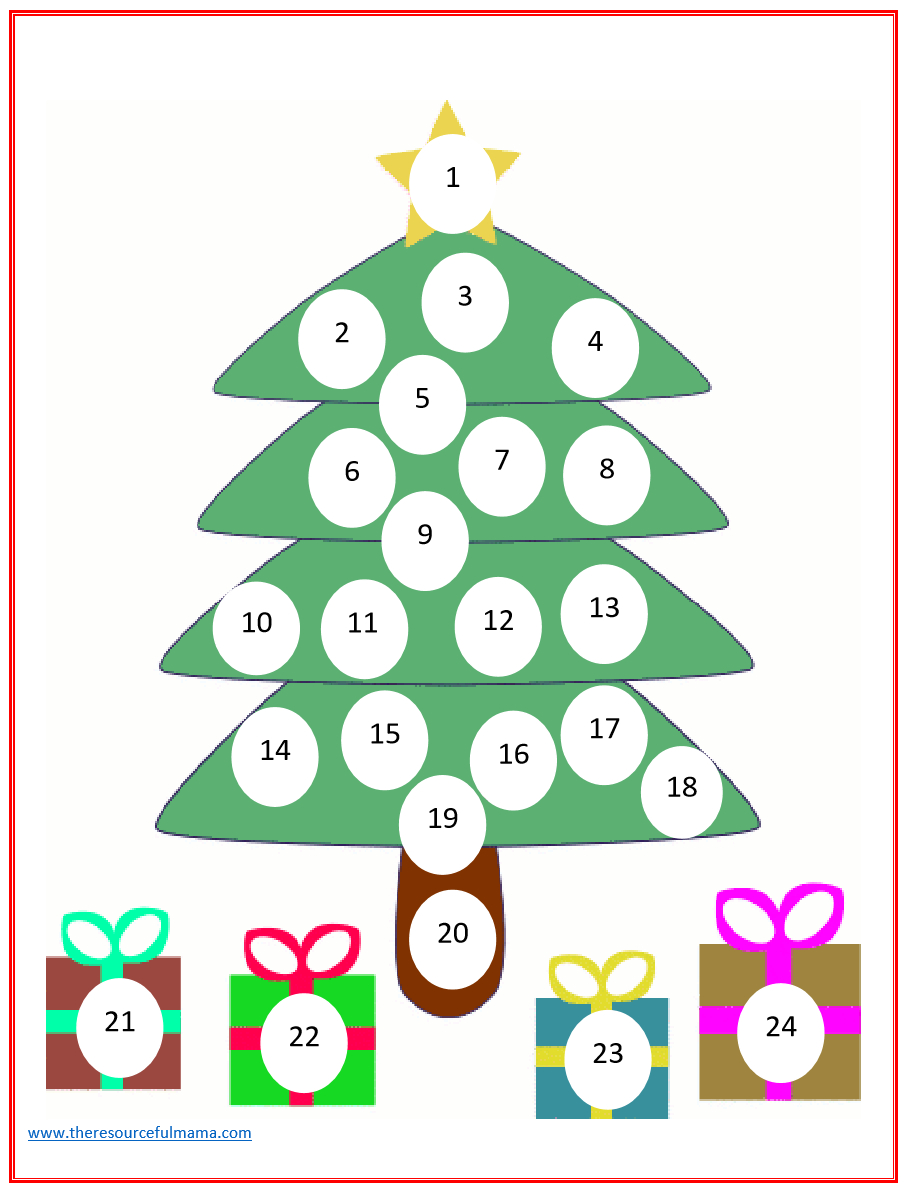 Christmas Countdown Advent Calendar - The Resourceful Mama inside Printable Christmas Tree Advent Calendar