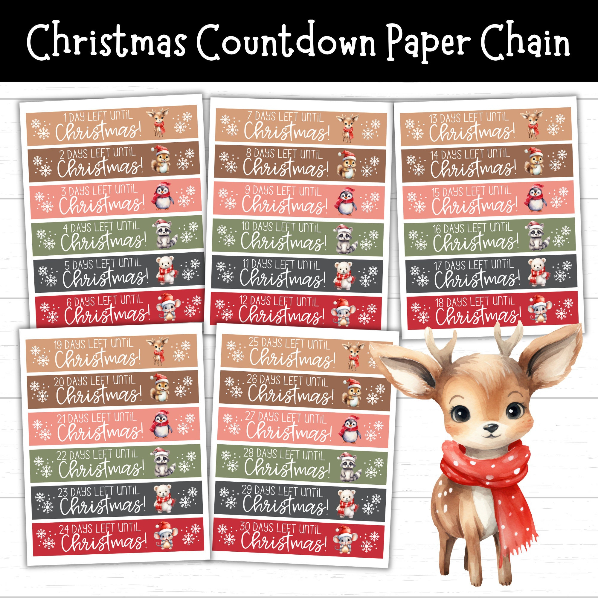 Christmas Countdown Paper Chain, 30 Day Christmas Countdown regarding Christmas Countdown Paper Chain Printable