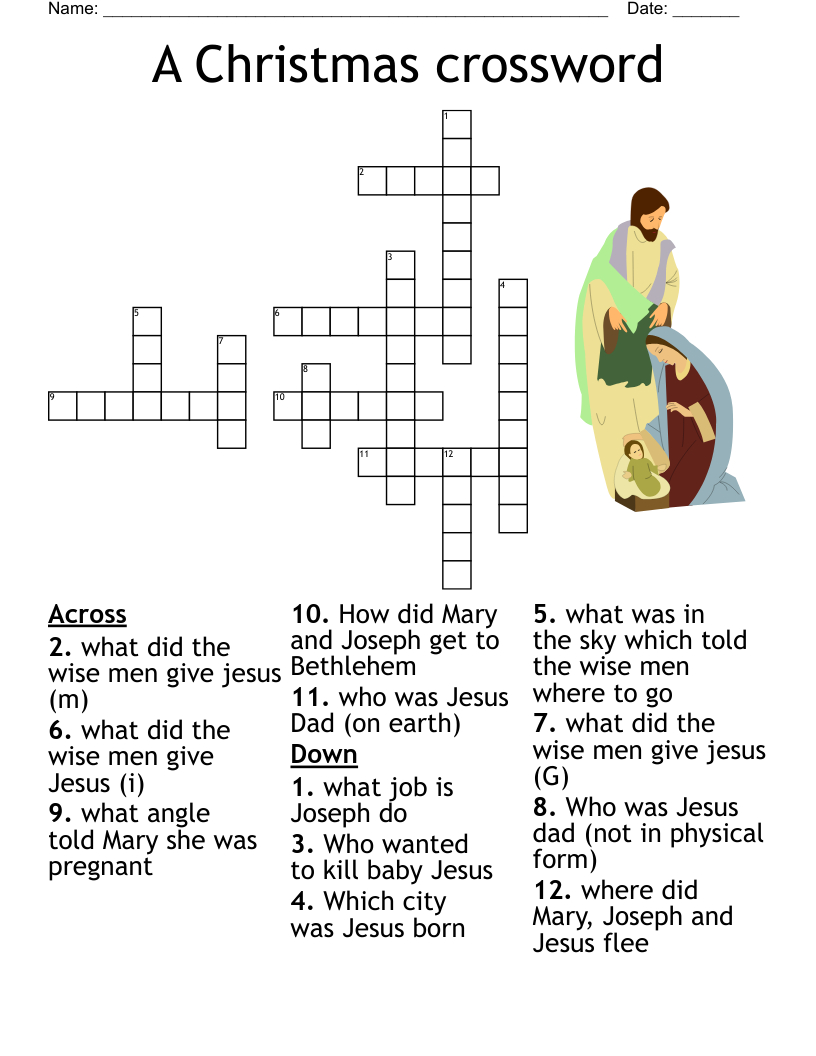 Christmas Crossword Puzzle - Wordmint inside Christian Christmas Crossword Puzzles Printable