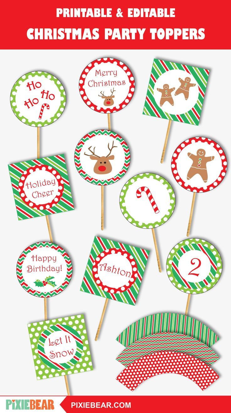 Christmas Cupcake Toppers, Printable Christmas Decorations regarding Printable Christmas Cupcake Toppers