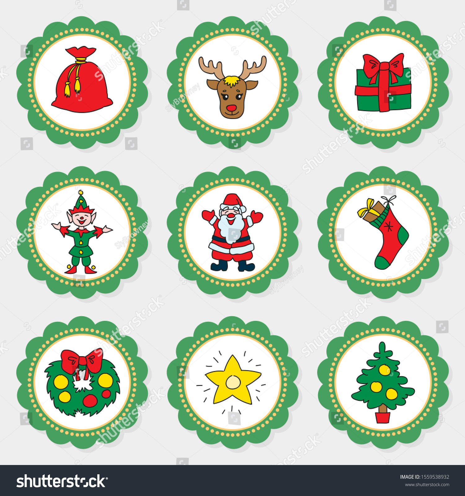 Christmas Cupcake Toppers Set Cupcake Toppers Stock Vector intended for Printable Christmas Cupcake Toppers