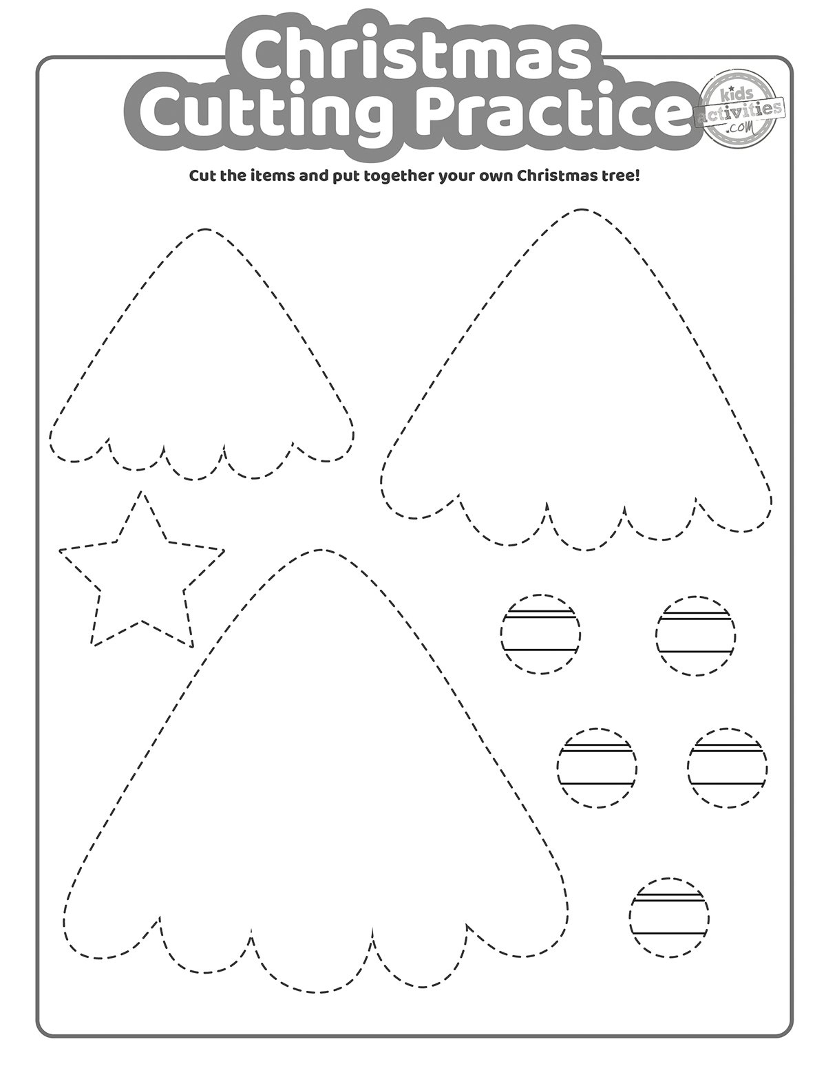 Christmas Cutting Practice Coloring Pages For Kids! Kids pertaining to Christmas Cutting Activities Printable