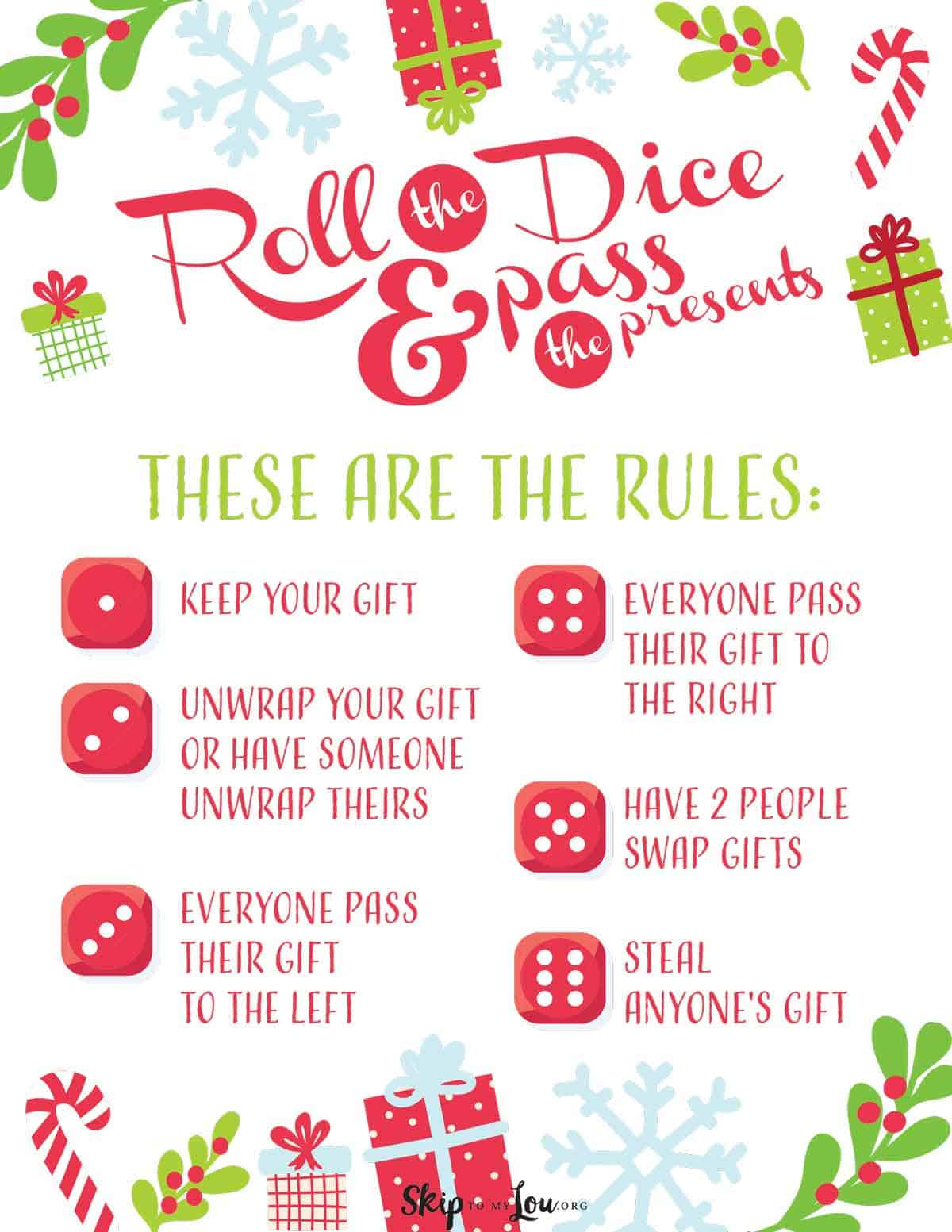 Christmas Dice Game For A Fun Gift Exchange | Skip To My Lou with regard to Christmas Dice Game Printable Free