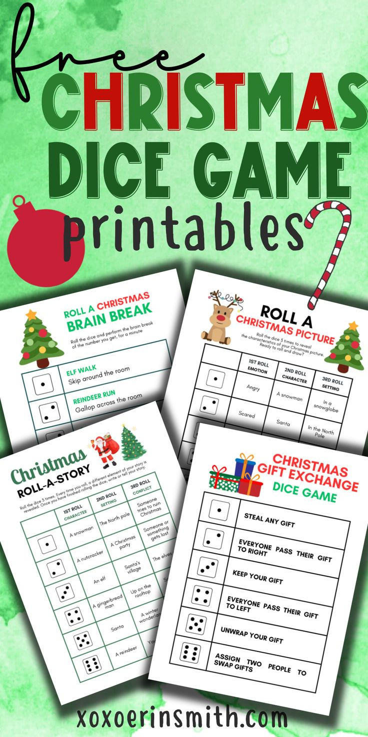 Christmas Dice Game Free Printables with regard to Christmas Roll a Story Free Printable