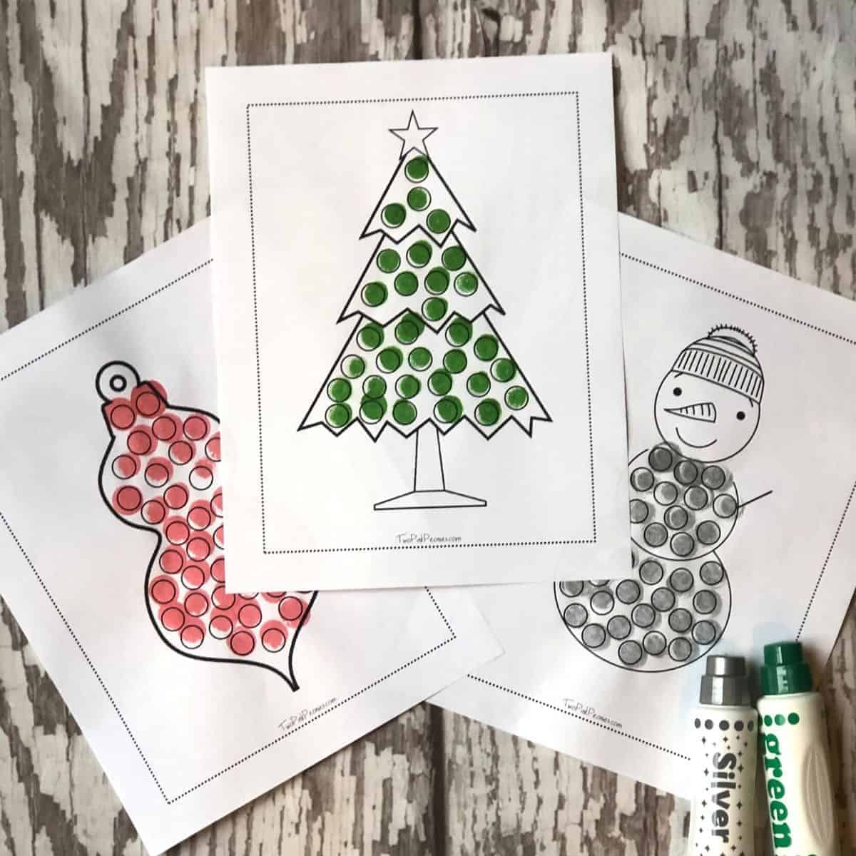 Christmas Dot Marker Printable {14 Pages Instant Download} in Printable Christmas Dot Painting