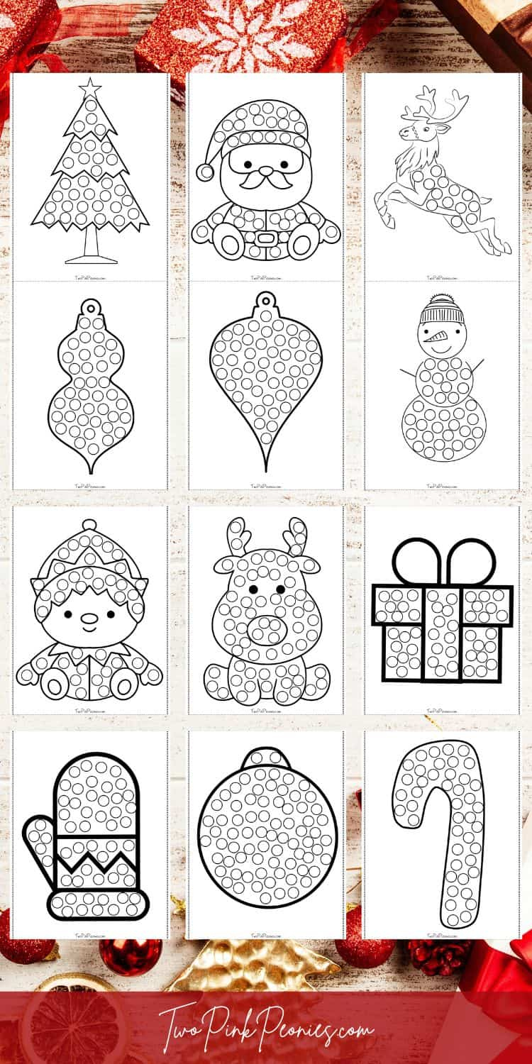 Christmas Dot Marker Printable {14 Pages Instant Download} inside Christmas Dot Painting Free Printable