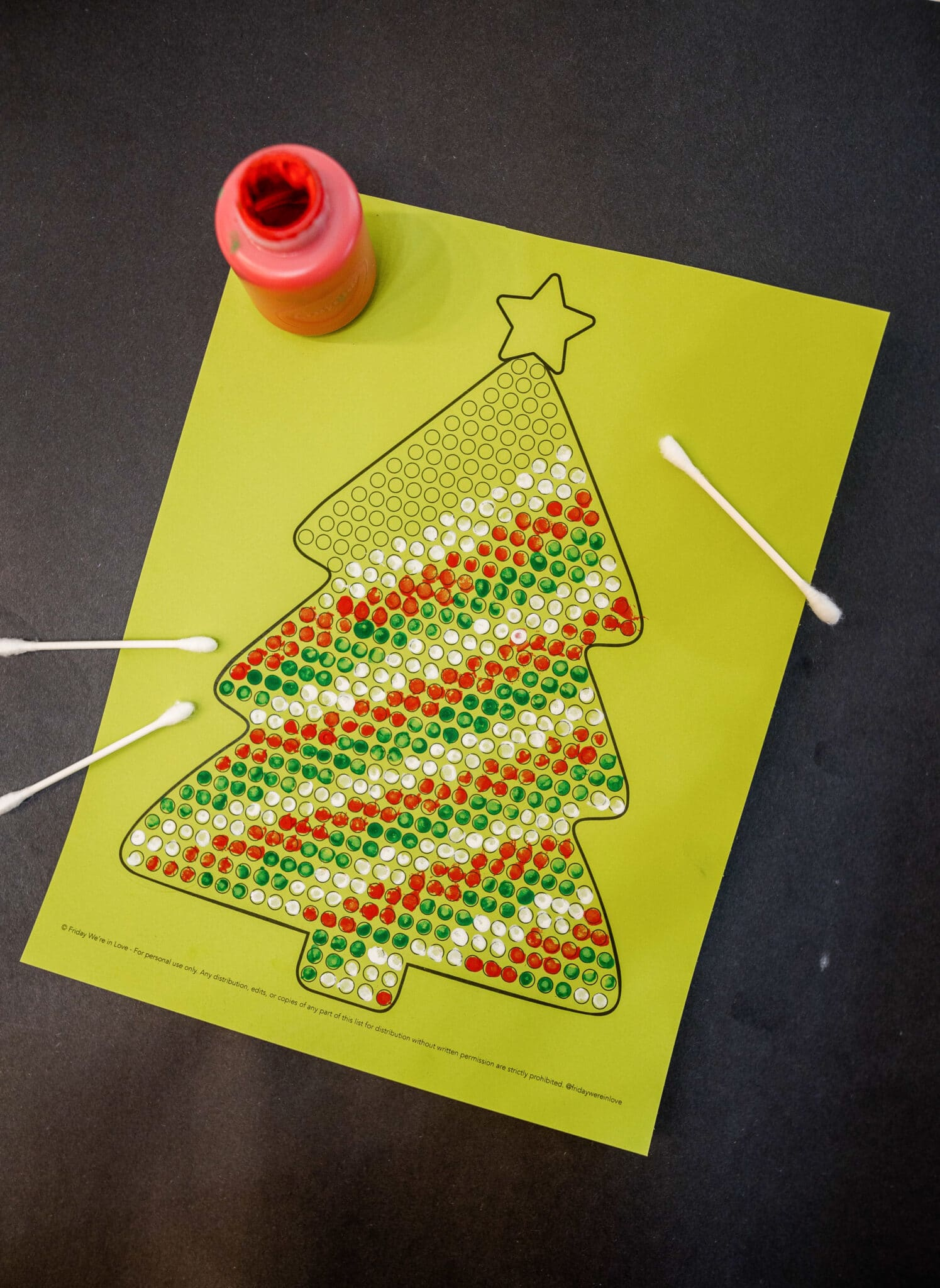 Christmas Dot Painting: Q-Tip Tree Painting Free Printable pertaining to Christmas Q Tip Painting Printable Free