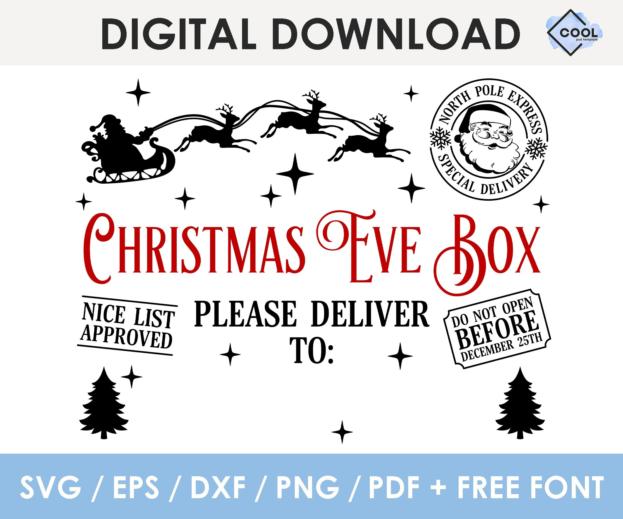 Christmas Eve Box Svg, Editable, Christmas Eve Crate Svg, Diy throughout Christmas Eve Box Free Printable