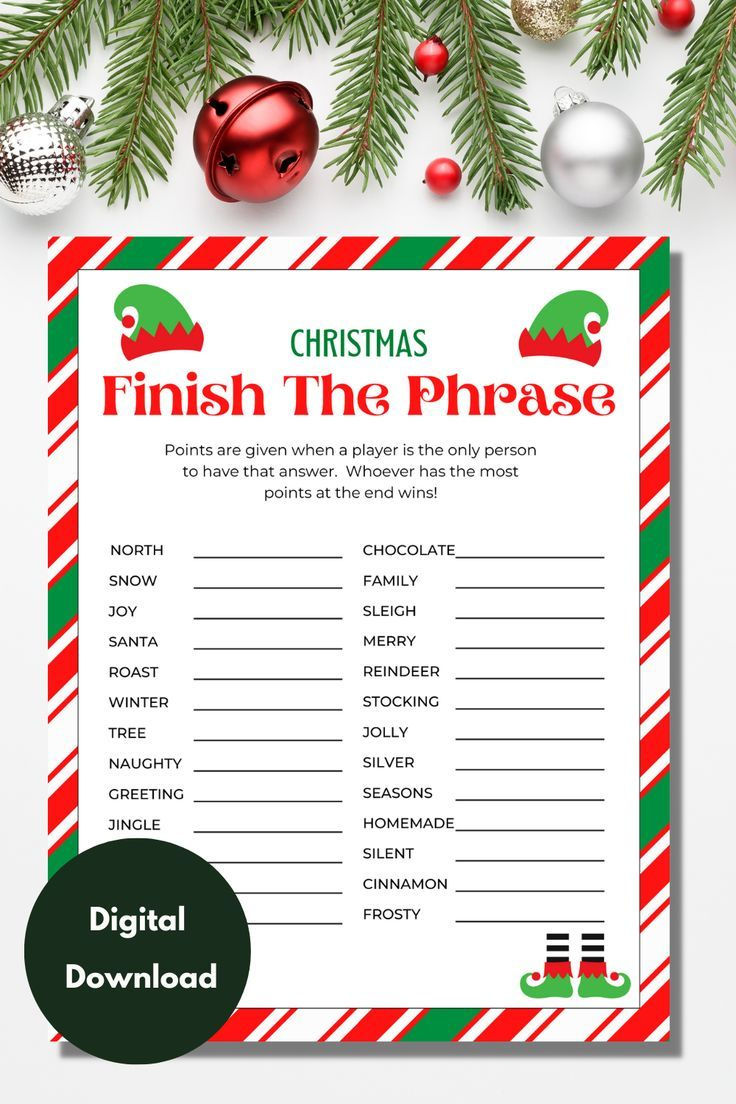 Christmas Finish The Phrase Game, Fill In The Blank, Christmas with regard to Free Printable Fill In The Blank Christmas Games