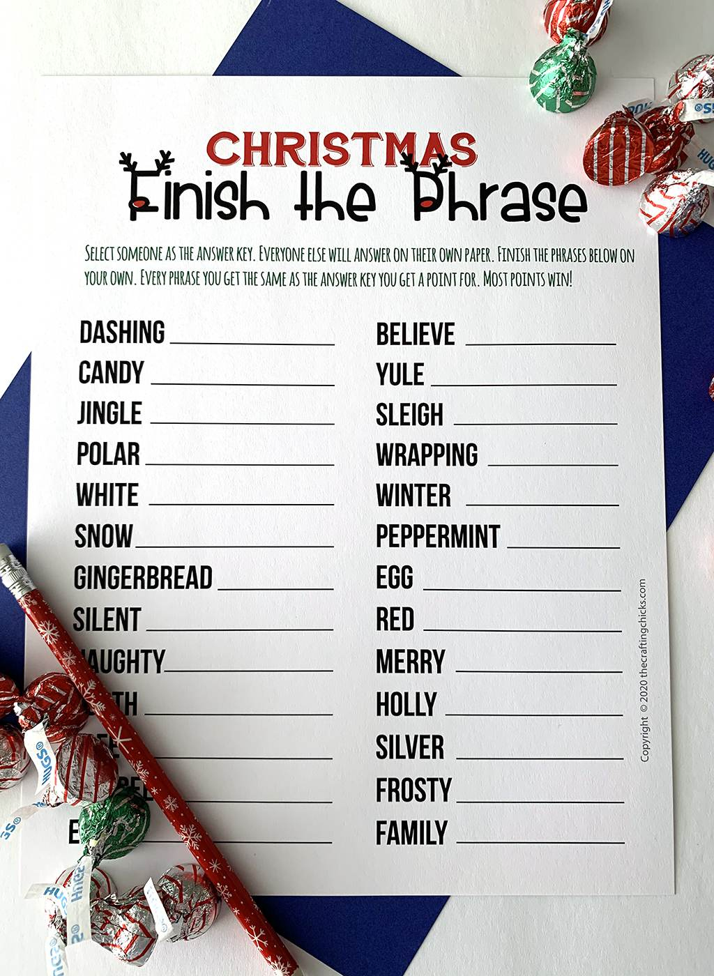 Christmas Finish The Phrase Printable Game - The Crafting Chicks for Christmas Finish The Phrase With Answers Printable