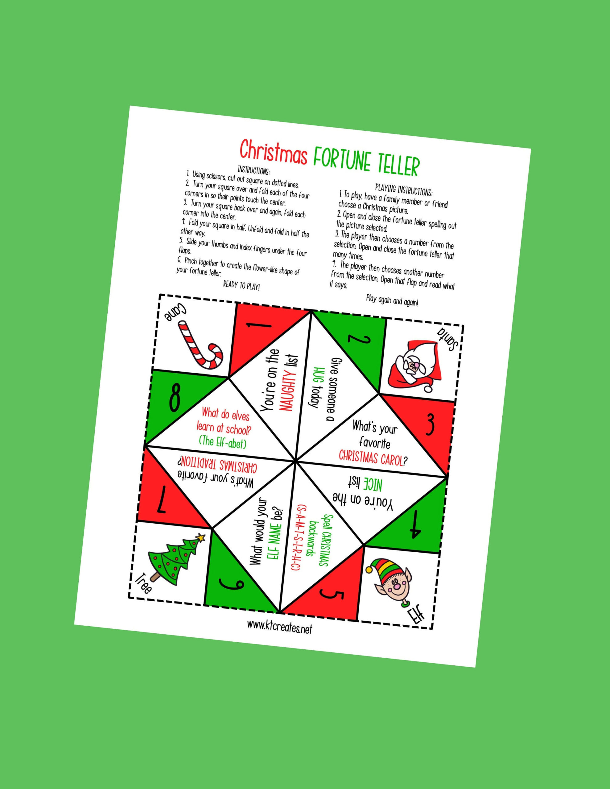 Christmas Fortune Teller - Etsy Uk in Christmas Fortune Teller Printable