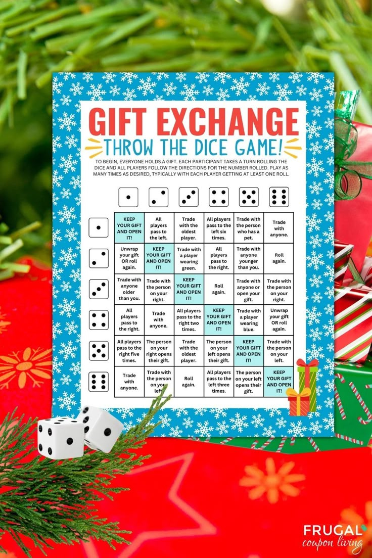Christmas Gift Exchange Game With Two Dice with regard to Christmas Exchange Dice Game Printable