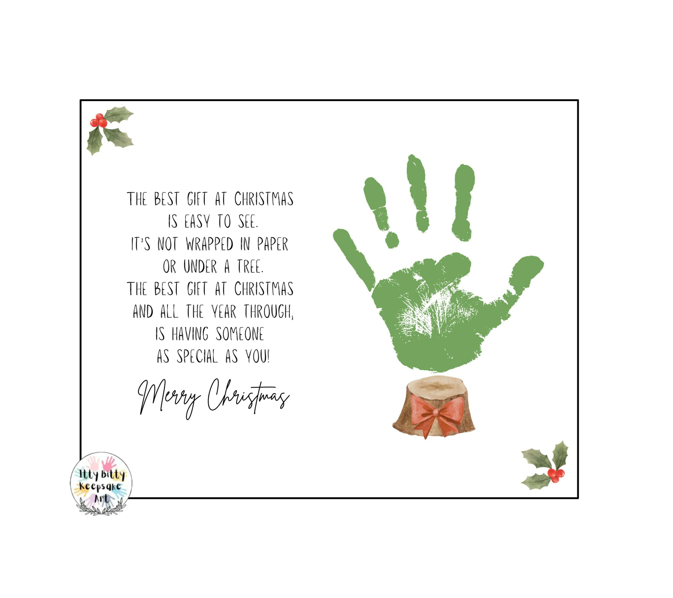 Christmas Gift Handprint Craft Art Printable Template / Winter inside Printable Christmas Handprint Poem