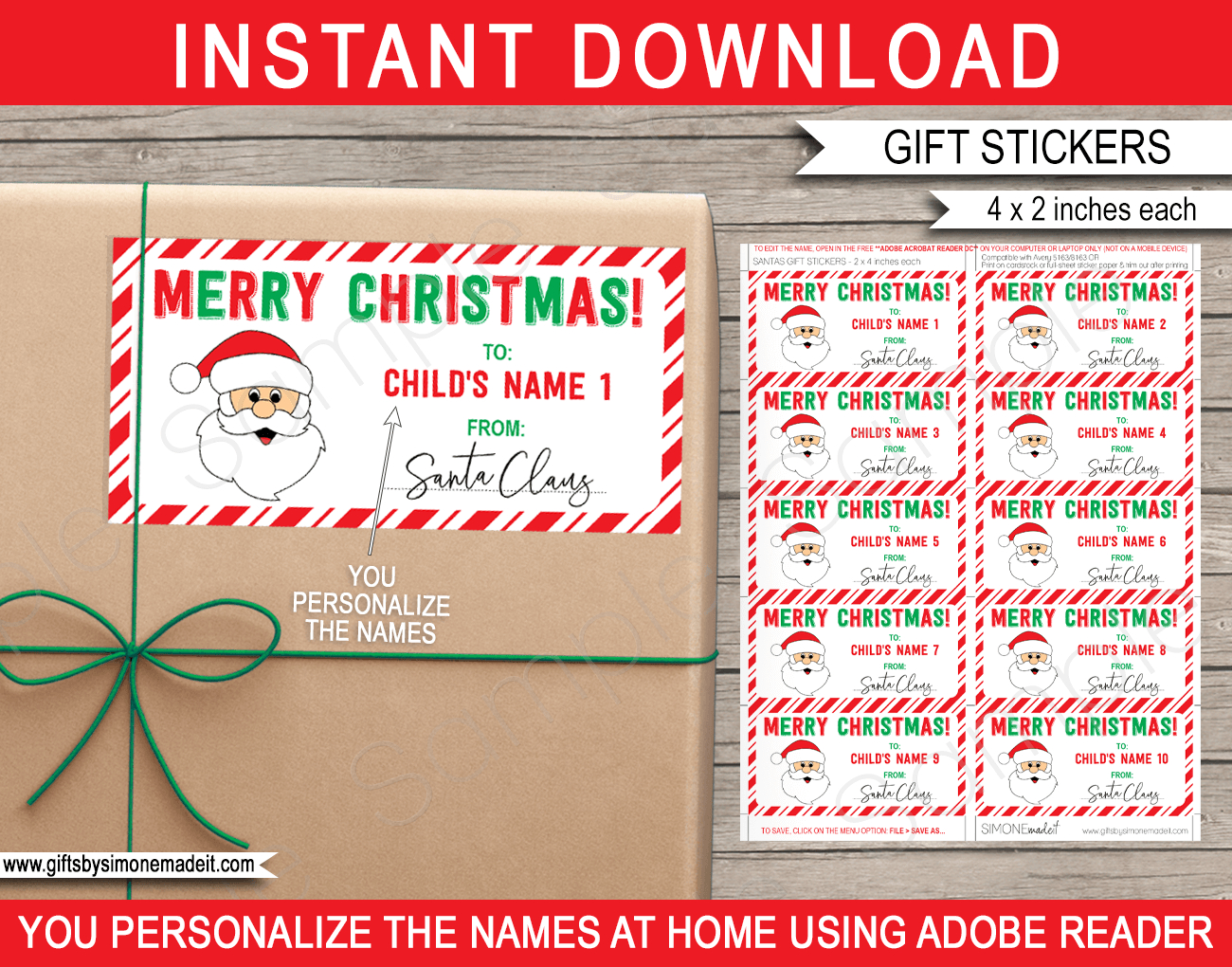 Christmas Gift Labels Template | Printable Gift Tags From Santa Claus for Printable Christmas Gift Labels Templates