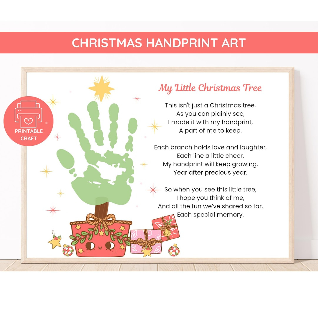 Christmas Handprint Poem Art: Keepsake Gift (Digital Download) - Etsy in Christmas Handprint Poem Printable