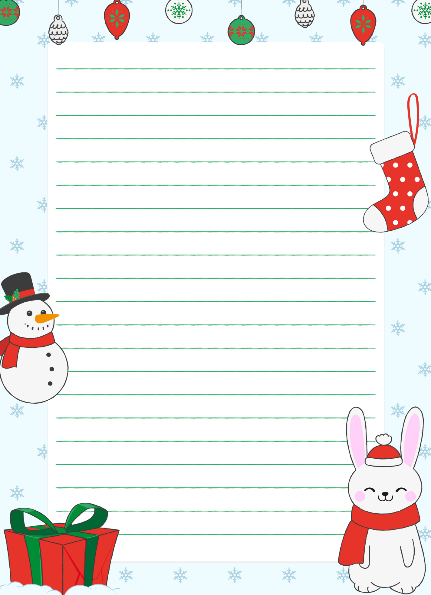 Christmas Holiday Lined Paper Free Google Docs Template - Gdoc.io pertaining to Christmas Lined Writing Paper Free Printable