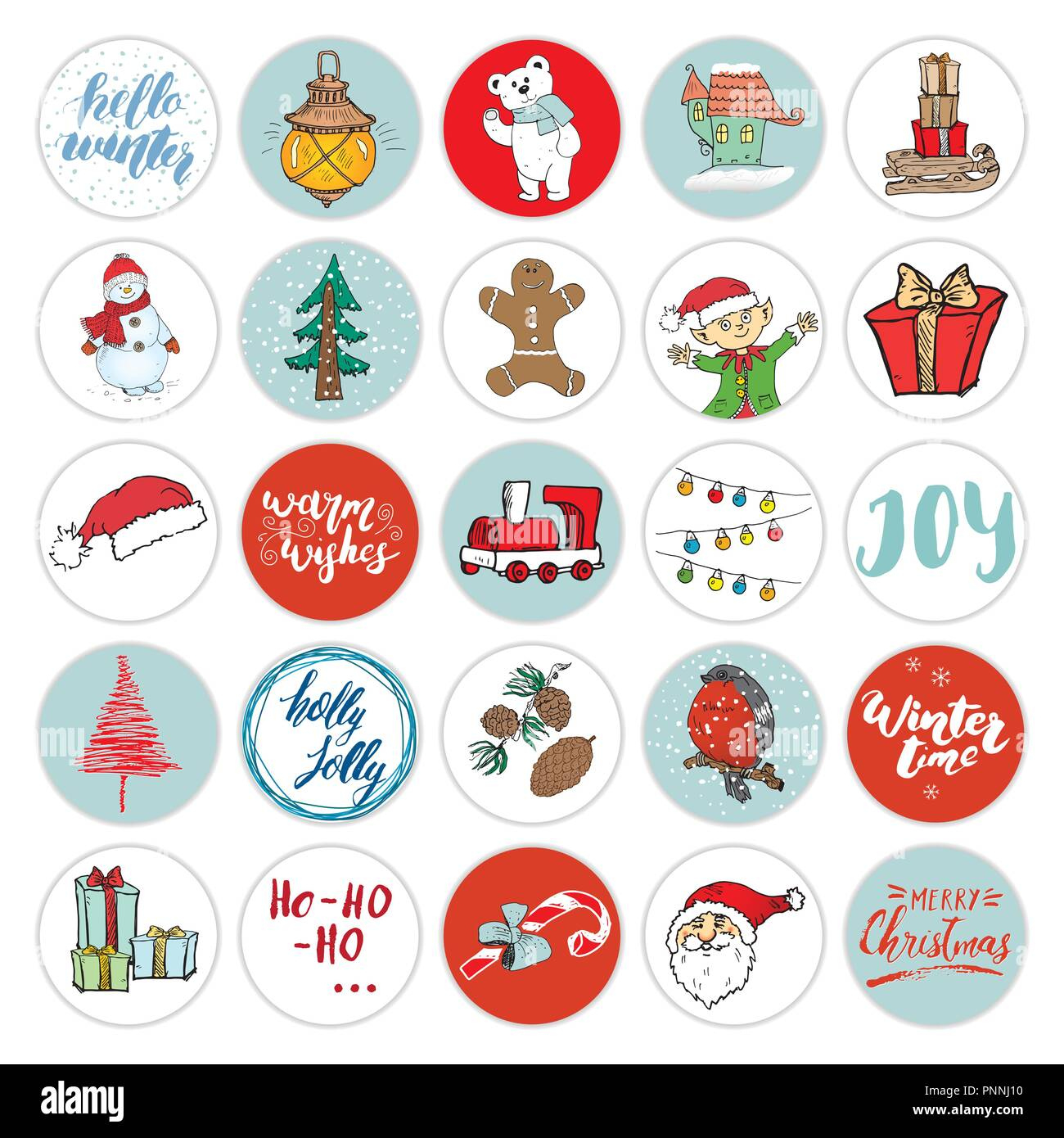 Christmas Icons Set. Hand Drawn Elements Winter Holidays Icons inside Christmas Icons Free Printable