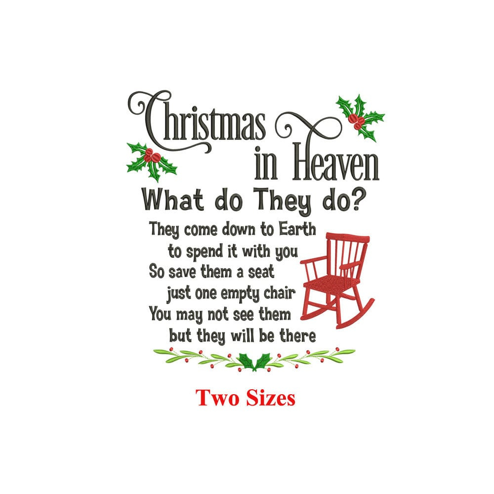 Christmas In Heaven Embroidery Design | Remembrance Quote | 5X7 pertaining to Christmas in Heaven Free Printable