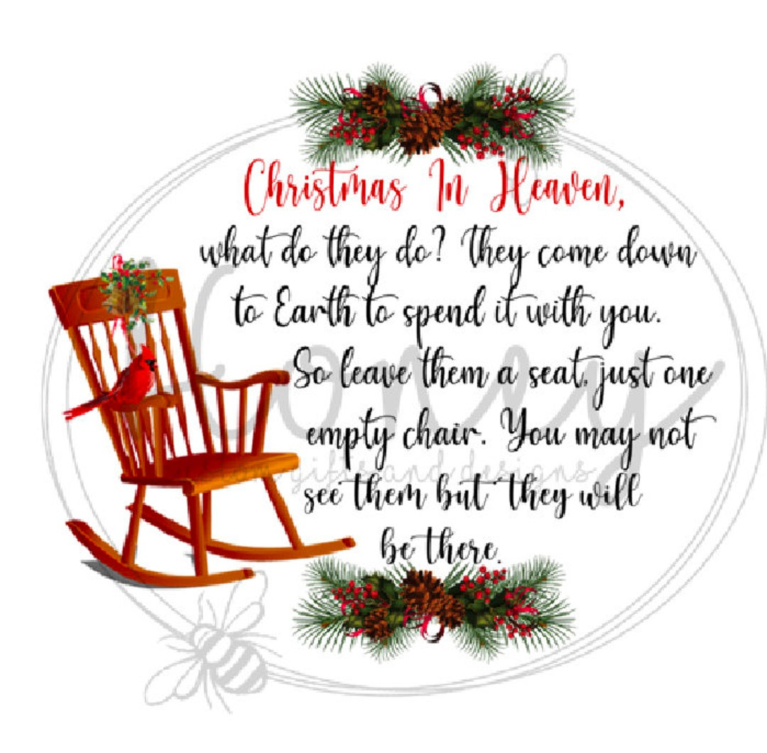 Christmas In Heaven Poem With Rocking Chair And Red Cardinal for Printable Christmas in Heaven Svg Free