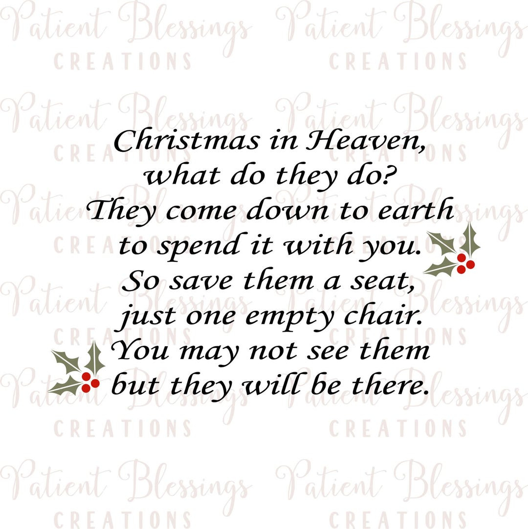 Christmas In Heaven, What Do They Do? They Come Down To Earth To in Christmas in Heaven What Do They Do Printable