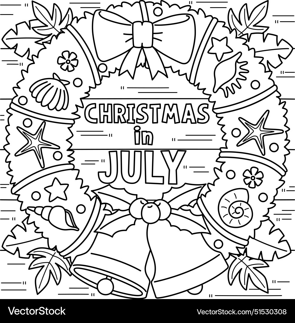 Christmas In July Wreath – Royalty-Free Vector | Vectorstock with Christmas in July Printable